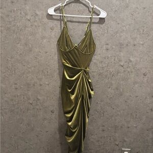 Lulu's Asymmetrical Olive Dress